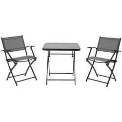 Outsunny Sitzgruppe Metall, gehärtetes Glas, Mesh