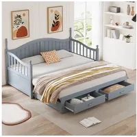 HAUSS SPOLE Schlafsofa Ausziehbares Bettsofa 90/180x190cm mit Schubladen und Lattenrost Grau, 1 Teile grau