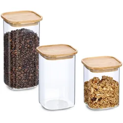Vorratsglas ZELLER PRESENT, transparent, Glas, Holz, Silikon, Lebensmittelaufbewahrungsbehälter, mit Bambusdeckel