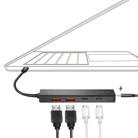 Logilink UA0412 - Ultra-Slim USB-C Hub (USB 3.2 Gen 2), 4-Port (2X USB-A, 2X USB-C)