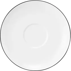 Untertasse SELTMANN WEIDEN "Lido Black Line", schwarz-weiß (weiß, schwarz), B:16cm H:2,3cm L:16cm T:16cm Ø:16cm, Porzellan, Speiseteller, Milchkaffeeuntertasse 16 cm