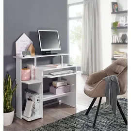 KADIMA DESIGN Computertisch: Zeitloses Design, Stauraum, Tastaturauszug, Spanplatte, Weiß.