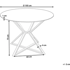 Beliani Esstisch oval aus Gold und Schwarz 105 cm Metallbeine
