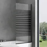 SoGood doporro Badewannenaufsatz Design-Duschwand für Badewanne 80x140cm schwarz Duschabtrennung ESG-Sicherheitsglas in Milchglas Streifen inkl. Nano-beschichtung Badewannenfaltwand Cortona201MS - Schwarz