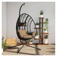 VidaXL Hängesessel Ei-Design mit Ständer Taupe Rattan und Stahl