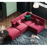 JVmoebel Ecksofa, Wohnlandschaft Ecksofa L-form Relax Samt Massivholz Sitz Design Couch rosa