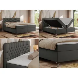 MKS Meble MKS Boxbett, Dunkelgrau, 2-Sitzer, H3, 7-Zonen, Rechteckig, 160x200 cm, Schlafzimmer, Betten, Boxspringbetten