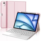 IVEOPPE Tastatur iPad Air 6. Generation Touchoad, iPad Air 11" Hülle mit Tastatur 2024, Magnetisch Abnehmbare Bluetooth QWERTZ Tastatur für iPad Air 6 11 Zoll 2024, Rosa