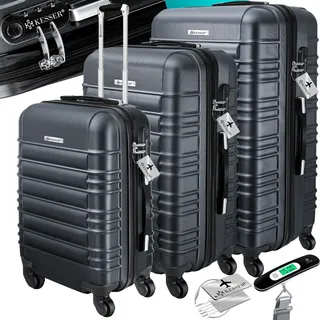 Kesser KESSER® 3tlg. Hartschalenkofferset Hartschalenkoffer Reisekoffer Set Reisekofferset Trolley Koffer Inkl. Kofferwaage + Gepäckanhänger Rollkoffer Schloss 4 Rollen ABS-Hartschale Teleskopgriff M-L-XL