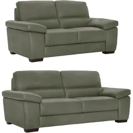 Calia Italia Polstergarnitur CALIA ITALIA "Gaia, hochwertige Garnitur aus 2-Sitzer & 3-Sitzer im edlen Design", grün, Luxus-Microfaser GINEVRA, Luxus-Microfaser Ginevra (100% Polyester), Sitzmöbel-Sets, aus pflegeleichtem Luxus-Microfaser Ginevra Hydro Care