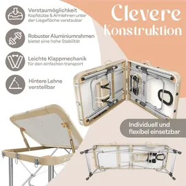 Kesser KESSER® Massageliege klappbar & höhenverstellbar 3 Zonen Massagebett Massagetisch Kosmetikliege Therapieliege Aluminium + 10x Gesichtsauflage mit Kopfstütze Armlehnen & Tasche