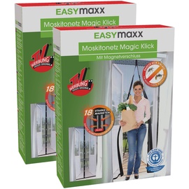 EASYmaxx Fliegengitter Tür mit Magnetverschluss | 90 x 210 cm - ideal für Balkontür, Kellertür & Terrassentür | Einfache Klebemontage ohne Bohren & Schrauben | Zuschneidbarer Insektenschutz [2 Stück]