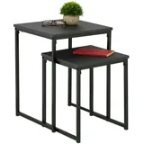Relaxdays Beistelltisch 2er Set, stapelbar, Satztisch 2 Größen, quadratisch, Metall, Wohnzimmer, Dekotisch, schwarz