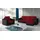 Fun Möbel Ecksofa Sofa COLLIN mit Schlaffunktion Schwarz / Rot Ottomane Rechts - Schwarz