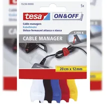 Tesa On & Off Kabelbinder Schwarz, 20cm x 12 mm