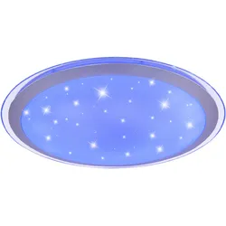 Deckenlampe Alexa Smart Deckenleuchte Alexa Lampe Deckenlampe, Sterneneffekt Dimmbar RGB CCT Nachtlicht App- Sprach Steuerung, Metall weiß, 1x LED 30W 1500Lm 3000-6000K, DxH 53x8,3cm