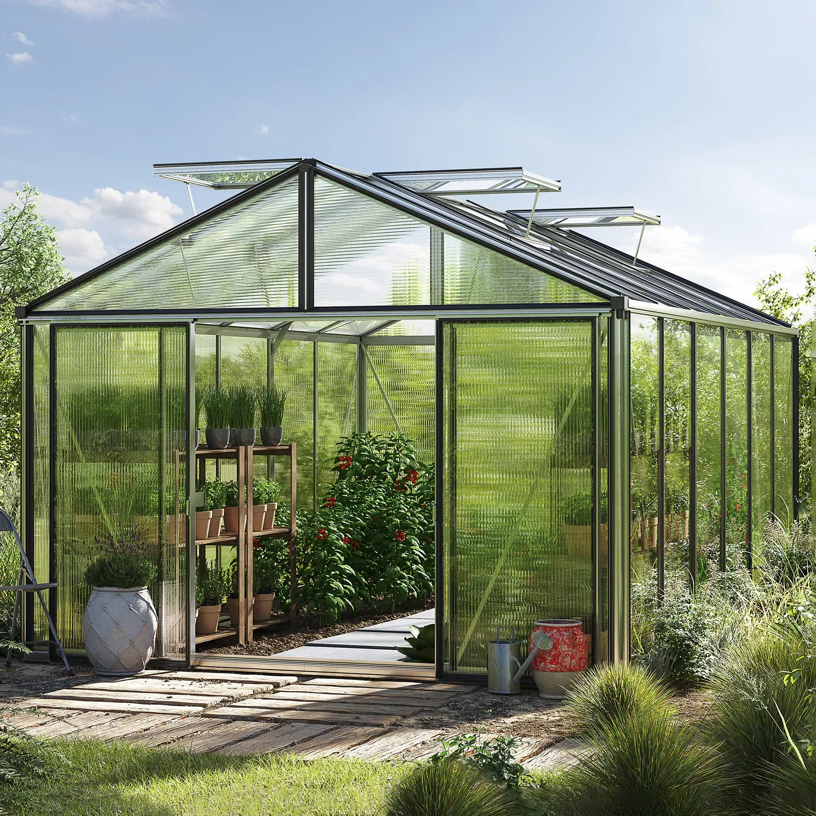 GFP Profi 311 x 460 cm Gewächshaus, Standardfarbe Aluminium Natur | Aktionsset - Profi 1 - (GFPV00264)
