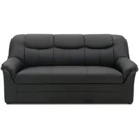 DOMO. collection Sofa Berlin, Leder, klassisches 3er Sofa, Polstergarnitur mit weichem Kunstleder und hochwertigem Federkern, 3 Sitzer 178 x 90 x 89 cm (BxTxH), schwarz