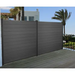 Mendler WPC-Sichtschutz Sarthe, Windschutz Zaun, WPC-Pfosten ~ Basiselement, 1,95m anthrazit