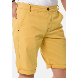 Cipo & Baxx "Shorts", Herren, Gr. 30, Normalgrößen, gelb (mustard), 97% Baumwolle, 3% Elasthan, unifarben, regular fit knielang, Hosen Stoffhose, im unifarbenen Look