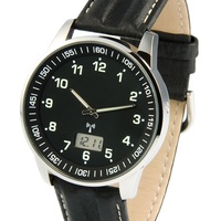 Elegante Herren Funkuhr (deutsches Funkwerk) Armbanduhr Lederarmband 964.6007