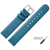 MARBURGER Uhrenarmband 18mm Leder blau|silberfarben