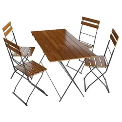 Lex Biergarten-Set Sitzgruppe Biergartenmöbel Gartenmöbel Tisch 120x70 Stuhl 5tlg.