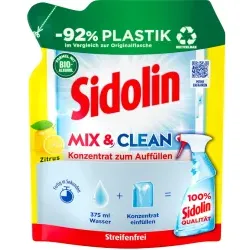 Sidolin Streifenfrei Konzentrat Mix&Clean Zitrus Fensterreiniger FZ125 , 125 ml - Beutel