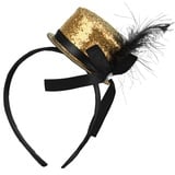 Balinco PARTYHUT, 20er Jahre Haarspangen Zylinder Kostüm Damen & Herren, Glitzer Top, Silvester, Karneval, Fasching, Fastnacht, Partyoutfit Accessoires, Gold, Rot, Schwarz, Silber (Gold)