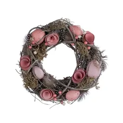 NEU Naturkranz mit Federn und Eiern, rosa / grau, 30 x 8 x 30cm, handgefertigt, *Germany*