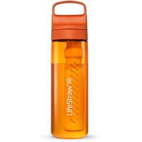 LifeStraw Go Serie - BPA-freie Trinkflasche mit Wasserfilter 650ml für Reisen und den täglichen Gebrauch - entfernt Bakterien, Parasiten, Mikroplastik + verbessert den Geschmack, Kyoto Orange