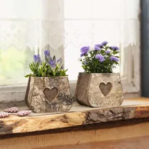 Frank Flechtwaren Birkenherz Pflanztasche 14 x 11 x 11 cm 2er Set