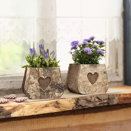 Frank Flechtwaren Birkenherz Pflanztasche 14 x 11 x 11 cm 2er Set