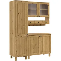 Pantryküche KOCHSTATION "KS-Osby", beige (front: ausverkauft, arbeitsplatte: natur), B:147cm H:202cm T:50cm, Komplettküchen-Sets, Küchenzeile, Kiefer massiv, Breite 147 cm, ohne E-Geräte