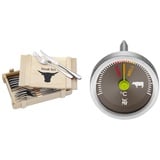 WMF Steakbesteck 12-teilig, Steakbesteck Set für 6 Personen & Steakthermometer analog, 2,6 cm, Fleischthermometer mit Garpunkte-Markierungen für rare, med, well, Bratenthermometer