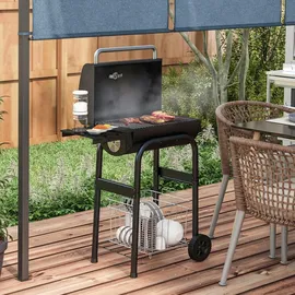 Outsunny Holzkohlegrill Grillwagen schwarz