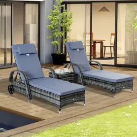 Outsunny Gartenliege Set 3-tlg. grau