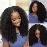 Echthaar Perücke 180% Density Real Hair Wig Human Hair Wigs For Women V Part Real Lockiges Menschliches Haar Perücke Afro Curly Wigs Human Hair Brasilianische Perücken Echthaar Damen 20 Zoll