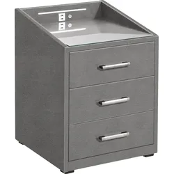 Nachtkonsole ED EXCITING DESIGN "Moon", grau (grau, savanna 21 grau), B:47cm H:61cm T:46cm, Sideboards, mit LED-Beleuchtung und USB-Anschluss & USB-C-Anschluss