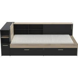 Demeyere Stauraumbett DEMEYERE GROUP "Life", schwarz (kronberg eich, schwarz, kronberg eich schwarz), B:119,5cm H:87,71cm L:229,41cm, Betten, Stauraumbett, ideal für kleine Räume, platzsparend, viel Stauraum