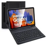 LAMA Bluetooth Tastatur Hülle für Samsung Galaxy Tab S8 11" 2022/Tab S7 11" 2020 - Deutsches QWERTZ Layout, Abnehmbarer Kabelloser Tastatur Hülle, Tastatur Schützhülle mit Stifthalter, Schwarz