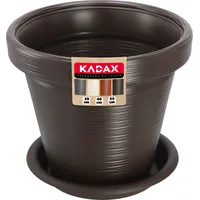 Kadax Blumentopf aus Kunststoff, mit Untersetzer, 55 cm, Dunkelbraun