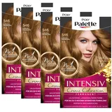 POLY PALETTE Intensiv Creme Coloration 7-5/546 Karamell Goldblond Stufe 3 (4 x 115 ml), permanente Coloration für bis zu 8 Wochen intensiven Farbglanz & 100% Grauabdeckung