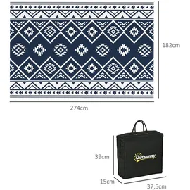 Outsunny Outdoorteppich, Wendeteppich Kunststoffteppich mit Tasche für Balkon