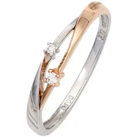 JOBO Diamantring, 585 Gold bicolor mit 2 Diamanten goldfarben 52