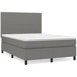 vidaXL Boxspringbett mit Matratze Dunkelgrau 140x200 cm Stoff