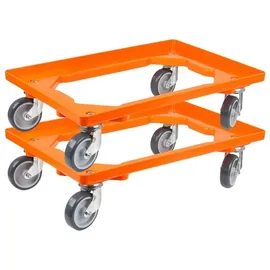 Proregal Transportroller für Euroboxen 60x40cm mit Gummiräder orange | 2x Transportroller