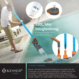Kesser KESSER® Poolsauger mit Akku elektrisch Pool Bodensauger Handsauger Poolreiniger mit Filter 2-Geschwindigkeits-System Handsauger Reinigungsset kabellos, Inkl. Abdeckung