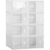 Schuhboxen stapelbar 8 Stück Schuhkarton mit Lüftungsöffnungen Schuhaufbewahrung Schuhablage für Stöckelschuhe, Stiefeletten, bis Größe 43