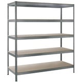 SCHULTE Regalwelt Schwerlastregal mit 5 180x160x60 cm (HxBxT), Traglast pro Ebene 250 Kg, verzinkt, Lagerregal, Kellerregal,